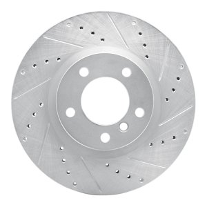 BMW M3 Brake Rotor (1) - Left Front - R1 Concepts - Drilled & Slotted - Silver - `95-`02